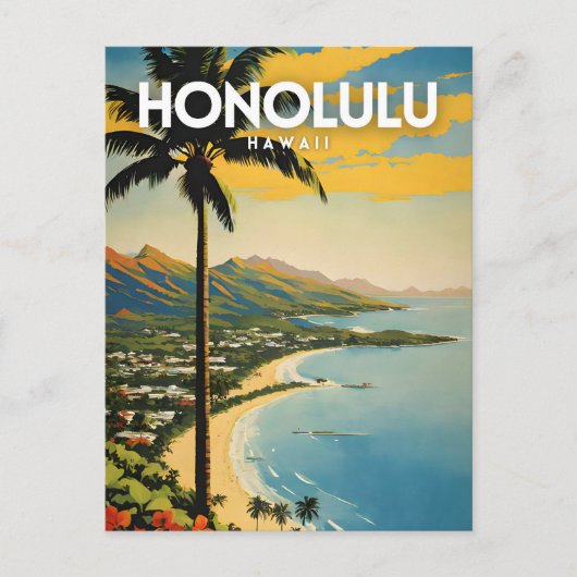 Honolulu Nostalgic Travel Postkarte (Vorderseite)