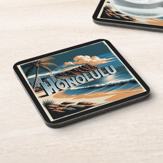 Honolulu O’aho Hawaii Getränkeuntersetzer (Linke Seite)