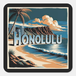 Honolulu O’aho Hawaii Quadratischer Aufkleber
