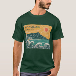 Honolulu Oahu Diamond Head Retro im Stil der Mitte T-Shirt