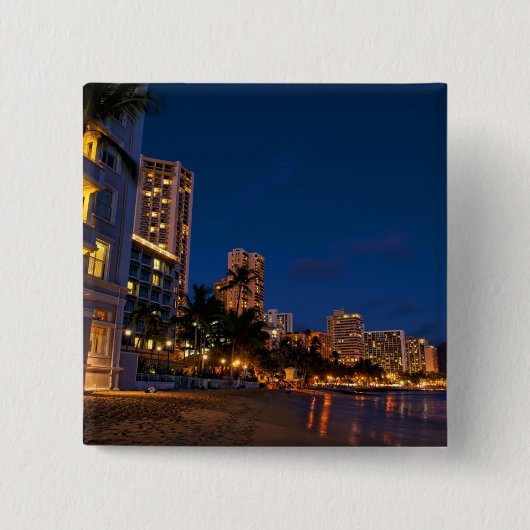 Honolulu, Oahu, Hawaii. Nachtexposition Button (Vorderseite)