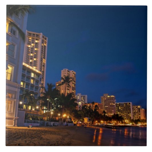 Honolulu, Oahu, Hawaii. Nachtexposition Fliese (Vorderseite)