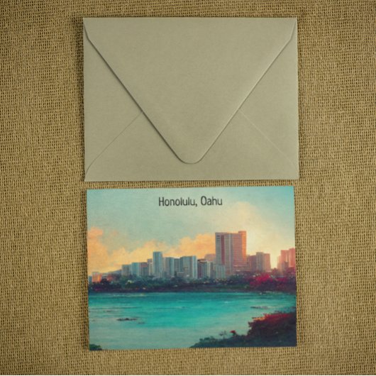 Honolulu Oahu Panorama Blick Stadt Postkarte