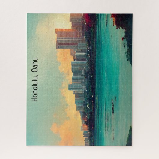 Honolulu Oahu Panorama Blick Stadt Puzzle (Vertikal)