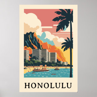 Honolulu Retro Vintage Reise Poster