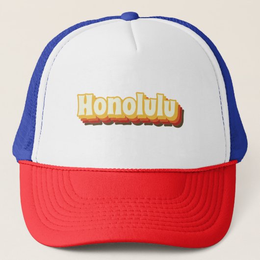 Honolulu Retro Vintager Text Truckerkappe (Vorderseite)