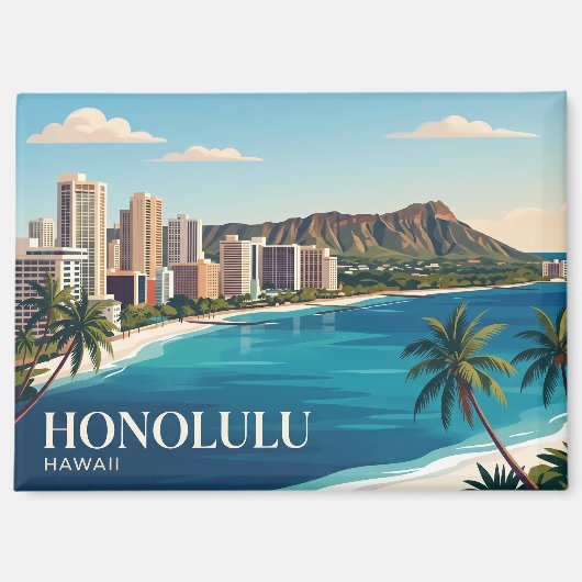 Honolulu Skyline Hawaii Magnet (Vorderseite)