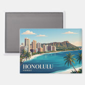 Honolulu Skyline Hawaii Magnet (Vorderseite/Rückseite)