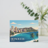 Honolulu Skyline Hawaii Postkarte (Stehend Vorderseite)