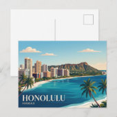 Honolulu Skyline Hawaii Postkarte (Vorne/Hinten)