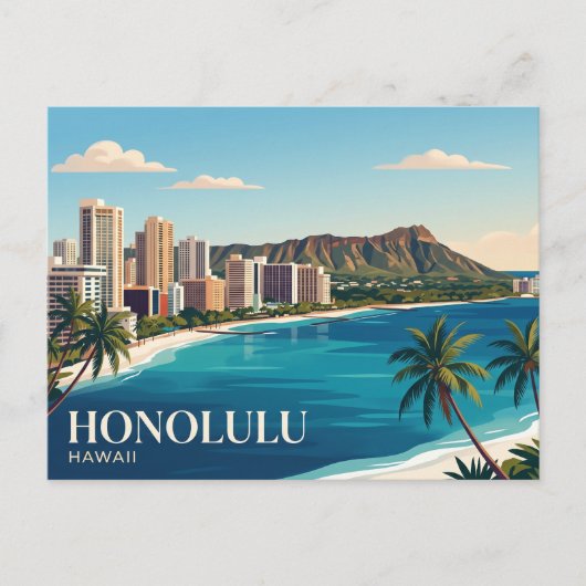 Honolulu Skyline Hawaii Postkarte (Vorderseite)