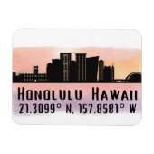 Honolulu Skyline Latitude und Längengrad Magnet (Horizontal)
