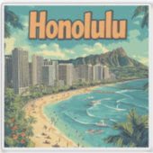 Honolulu - Strand von Urban Hawaii Aufkleber (Vorderseite)