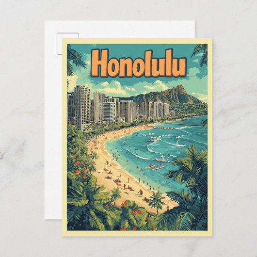 Honolulu - Strand von Urban Hawaii Postkarte (Vorne/Hinten)