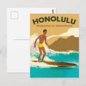 Honolulu, Surfen auf Meereswellen Postkarte (Vorne/Hinten)