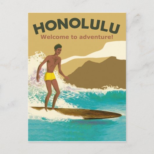 Honolulu, Surfen auf Meereswellen Postkarte (Vorderseite)