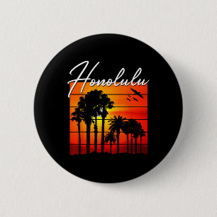 Honolulu Urlaubs-Souvenir Hawaii Sommer Sonnenunte Button