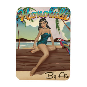 Honolulu Vintage Retro Reise Druck Magnet