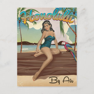 Honolulu Vintage Retro Reise Druck Postkarte