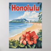 Honolulu Vintage Travel Poster (Vorne)