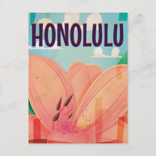 honolulu Vintage Travel Poster Postkarte