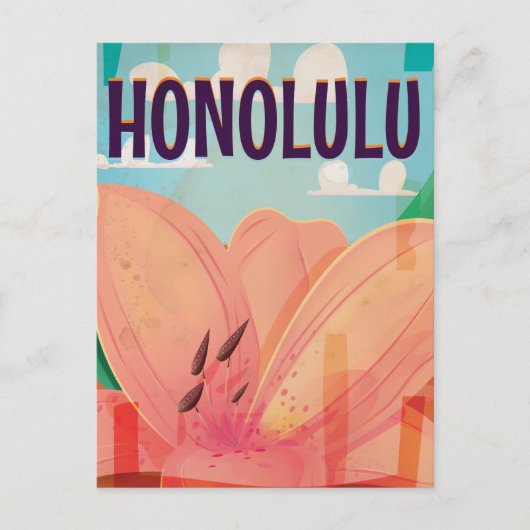 honolulu Vintage Travel Poster Postkarte (Vorderseite)