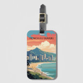 Honolulu Waikiki Beach Hawaii Panorama View Beach Gepäckanhänger (Vorderseite Vertikal)