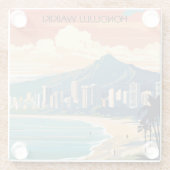 Honolulu Waikiki Beach Hawaii Panorama View Beach Glasuntersetzer (Rückseite)