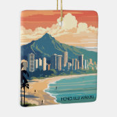 Honolulu Waikiki Beach Hawaii Panorama View Beach Keramikornament (Rechts)