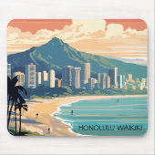 Honolulu Waikiki Beach Hawaii Panorama View Beach Mousepad (Vorne)