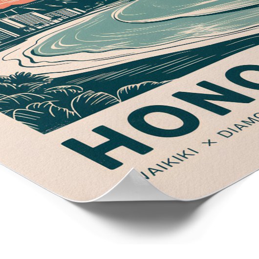 Honolulu Waikiki Diamond Leiter Landschaftlich Ret Poster (Ecke)