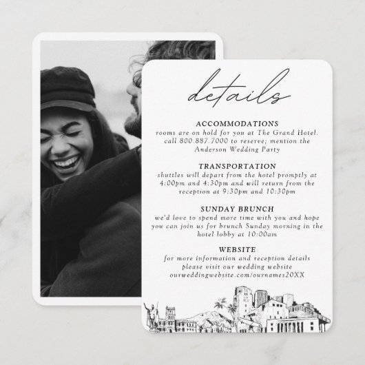 Honolulu Wedding Details Enclosure Card Begleitkarte (Vorne/Hinten)