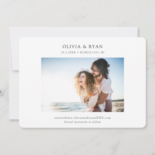 Honolulu Wedding Modern Save the Date Einladung (Rückseite)