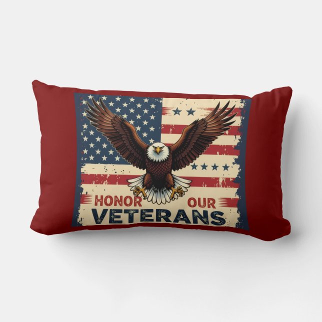 Honor Our Veterans Lumbar Support Throw Pillow Lendenkissen (Rückseite)