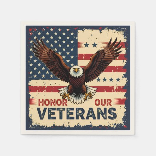  Honor Our Veterans Paper Cocktail Napkins Serviette (Vorderseite)