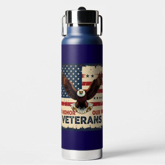 Honor Our Veterans Stainless Steel Water Bottle Trinkflasche (Vorderseite)