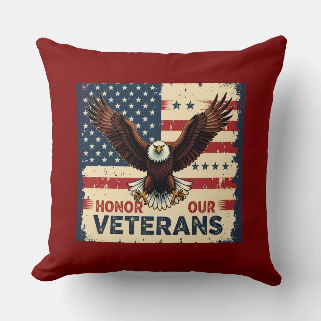 Honor Our Vetrans 20" x 20" Polyester Throw Pillow Kissen (Vorderseite)
