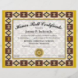 Honor Roll Certificate Kente K17 Earthtone Colors