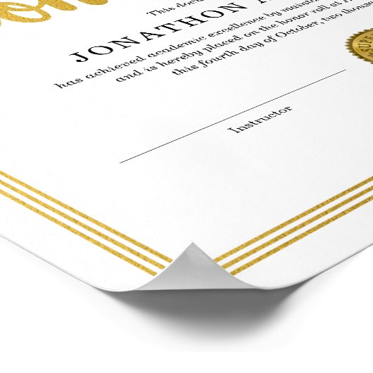 Honor Roll Certificate Poster (Ecke)