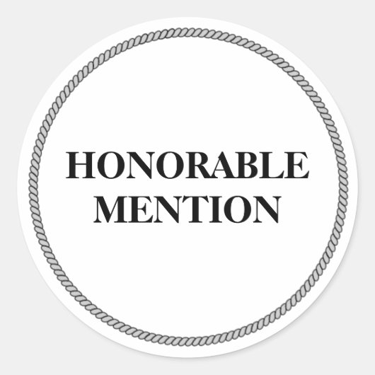 HONORABLE ERWÄHNUNG RUNDER AUFKLEBER (Vorderseite)
