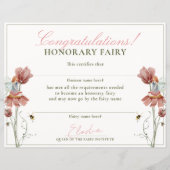 Honorar Fairy First Vintag Floral Certificate (Vorderseite)