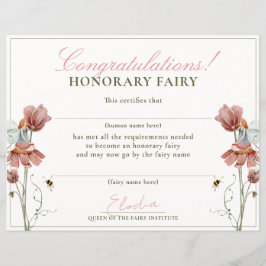 Honorar Fairy First Vintag Floral Certificate