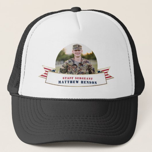 Honorar Military Service Foto Trucker Hat Truckerkappe (Vorderseite)