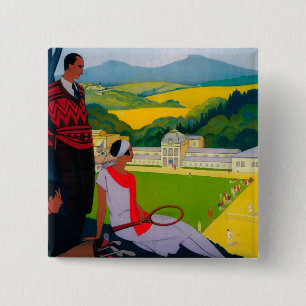 Honore Les Bains Vintage PosterEuropa Button