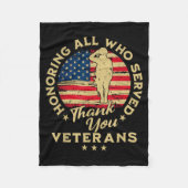 Honoring All Who Served Thank You Veterans Day Fleecedecke (Vorderseite)