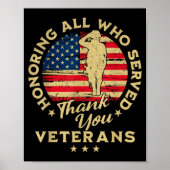 Honoring All Who Served Thank You Veterans Day Poster (Vorne)