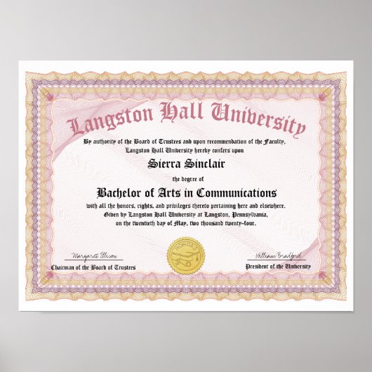 Honors College or University Diploma Replica Poster (Vorne)