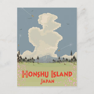 Honshu Island, Japan Reiseplakat Postkarte