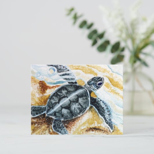 Honu Hatchling (Green Sea Turtle) Postkarte (Stehend Vorderseite)