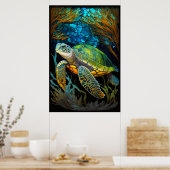 Honu Haven gestettetes Glaswasser Poster (Küche)